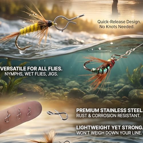 Quick Release Fly Fishing Clips - Stainless Steel, 50PCS