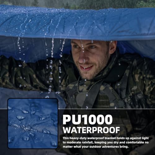 KawaGebo Kamp Blue Waterproof Outdoor Blanket 80x58 Inches Thick Fleece