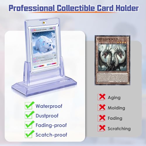 Kitoyz 24Pcs Magnetic Card Holders with 24 Stands, 35pt Thick Trading Card Display Set