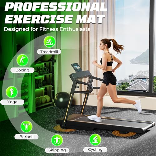 Heavy Duty Gym Mats - 12 Interlocking Rubber Tiles, 48 Sq Ft, Black/Grey