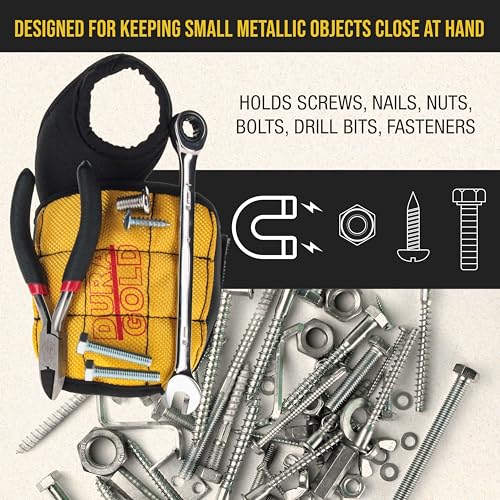 Dura-Gold Magnetic Wristband with Super Strong Magnets - Wrist Support Tool Belt that Holds Fasteners, Nails, Screws, Drill Bits - Mechanic, Handyman, Construction Worker, Electrician, Dad Mens Gift