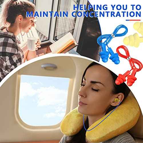 Xuhal 200 Pairs Corded Ear Plugs Bulk Silicone Earplugs Noise Reduction Ear Plugs with String Hearing Protection Reusable Earbuds for Adults Sleeping Swimming Noise Canceling