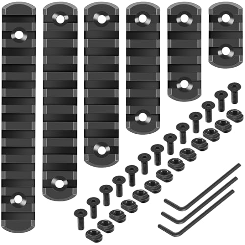 Aluminum Picatinny Rail Section - 6 Pack with T-Nuts & Wrench