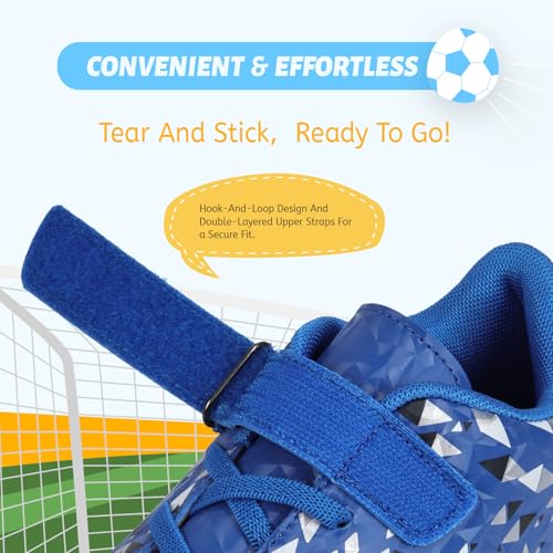 Kids Soccer Cleats Boys Girls Youth Football Shoes - Blue, 3 Little Kid