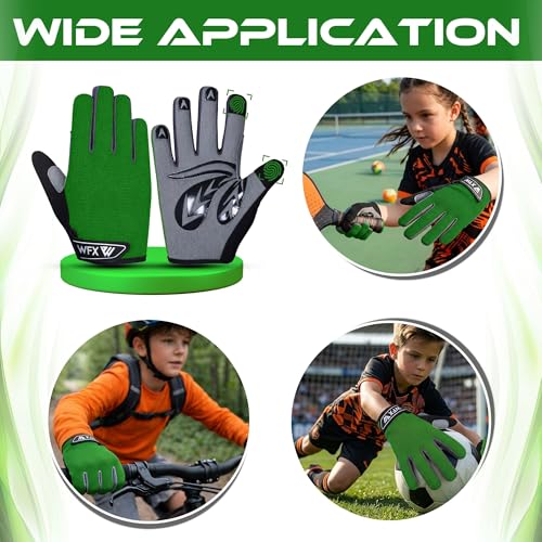 Kids Cycling Gloves with Gel Padding - Green, Medium (8-10 Years)