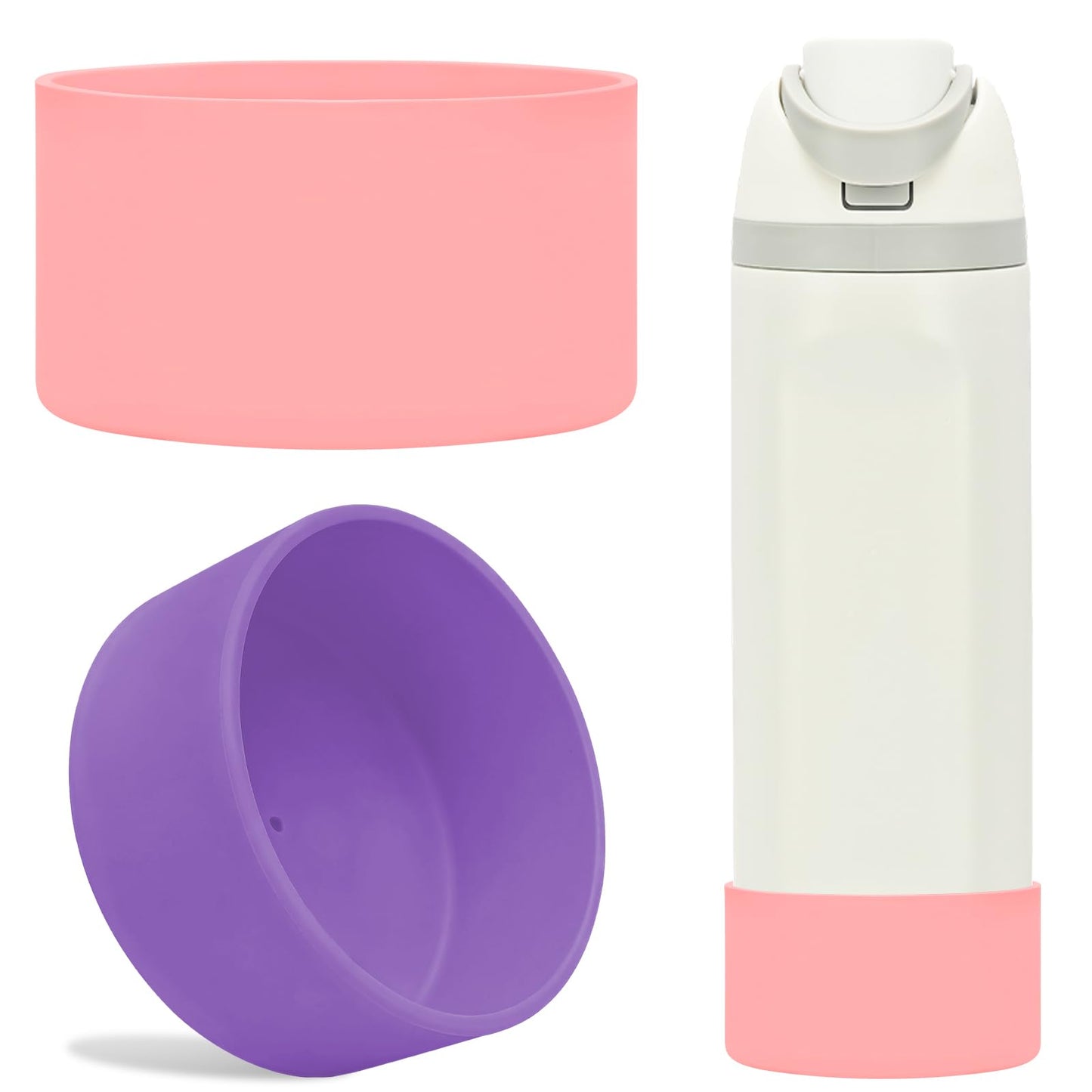 TQONEP 2Pcs Silicone Boot for Owala Water Bottle 24oz, Anti-Slip & No Noise Protective Sleeve for Flip/Twist/FreeSip Stainless Steel Water Bottle, BPA Free, Dishwasher Safe