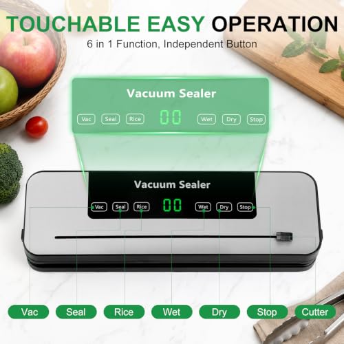 VACLER 6-in-1 Automatic Vacuum Sealer Machine with Built-in Cutter (Compact, 120W)