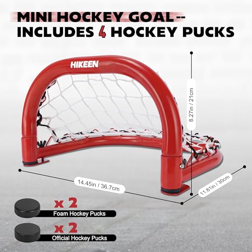 Mini Hockey Goal Set - 14x8 Inch with Durable Iron Frame & Nylon Net