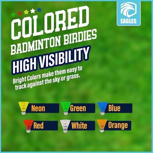 EAGLES Extra Durable Multicolor Nylon Badminton Birdies - 12 Pack