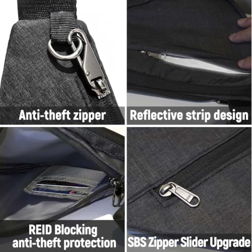 Pro Anti-Theft Crossbody Sling Bag with Zipper Lock RFID Blocking - Right Handed