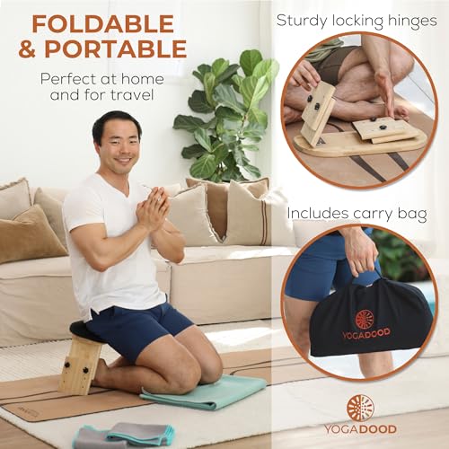 Adjustable Meditation Bench - 3 Height Settings, Bamboo & Cushioned Seat