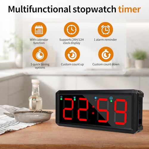 Multifunctional Gym Timer with Adjustable LED Display - 4-Digit Stopwatch