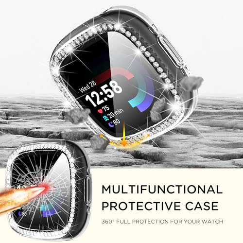 Suoman Clear Diamonds Protective Case for Fitbit Sense 2 / Versa 4 - 4 Pack