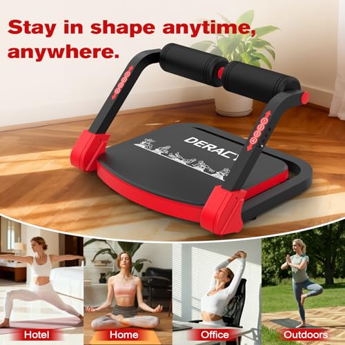 Adjustable Ab Machine - Multi-Functional Sit Up Equipment - Red & Black