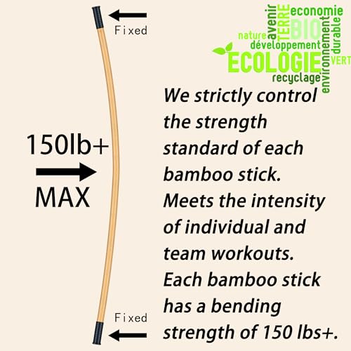 5ft Yoga Stick - Natural Bamboo with Non-Slip Black Ends
