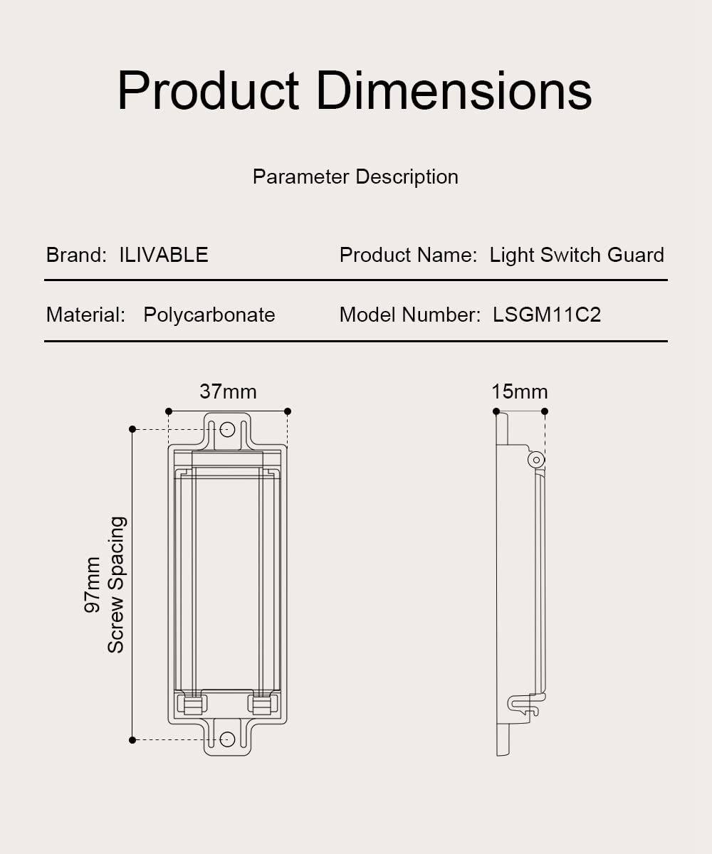 Light Switch Guard, ILIVABLE Child Proof Rocker Switch Plate Cover Prevents Kids or Accidental Turned On/Off Switch While Allowing Access (Clear, 4 Pack)