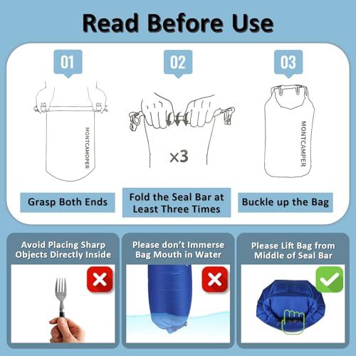 3L Waterproof Dry Bag - Lightweight Roll Top Dry Sack - Turquoise Blue
