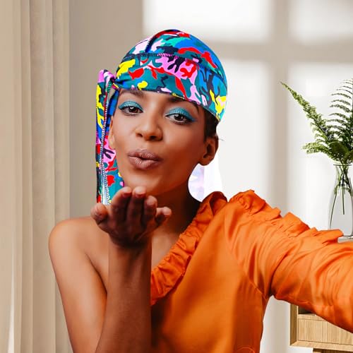 Camouflage Silky Durag for Men & Women - Aqua Camouflage