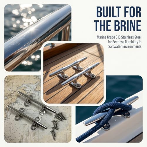 MIZUGIWA 4-Inch Stainless Steel Boat Cleats Pack of 2 - Silver Marine Dock Hardware