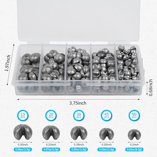 Split Shot Fishing Sinkers Set, Removable Lead Weights - 200PCS/5 Size
