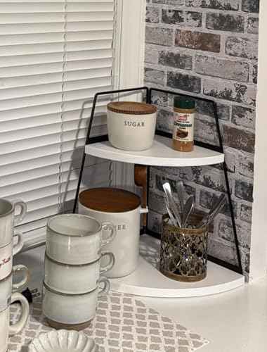 2 Tier Bathroom Counter Organizer,Standing Rack Cosmetic Holder,Wood Bathroom Organizer,Vanity Organizer Bathroom Counter Tray,for Bathroom,Bedroom (White)