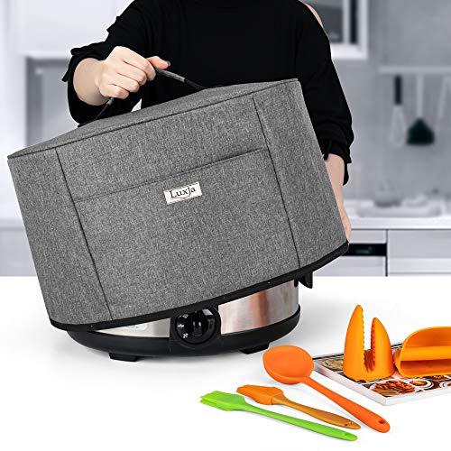 Luxja 6-8 Quart Oval Slow Cooker Dust Cover Gray Waterproof Nylon