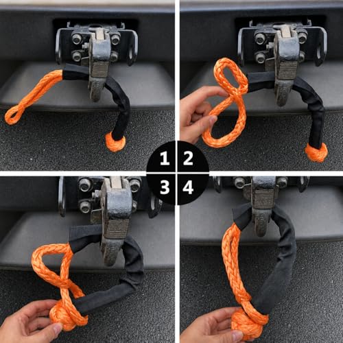 UHMWPE Soft Shackles 2PCS 1/2 Inch x 22 Inch Gray - 56,000lbs Strength