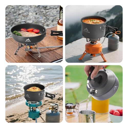 Black 27-Piece Camping Cookware Set for 2-4 People | Portable Kitchen with Kettle, Pots, Pans & Utensils