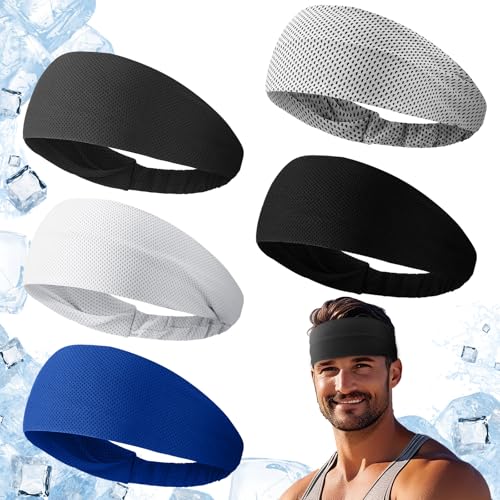 5pcs Cooling Sweat Band Headbands for Men - Classic Color