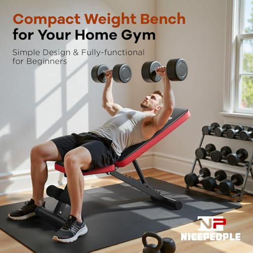 Adjustable Weight Bench for Home Gym - 660lbs Capacity, 8 Backrest Angles, Compact & Foldable Design
