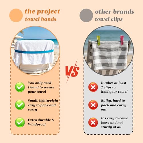 Elastic Beach Towel Bands for Cruise Chairs - 4 Pack