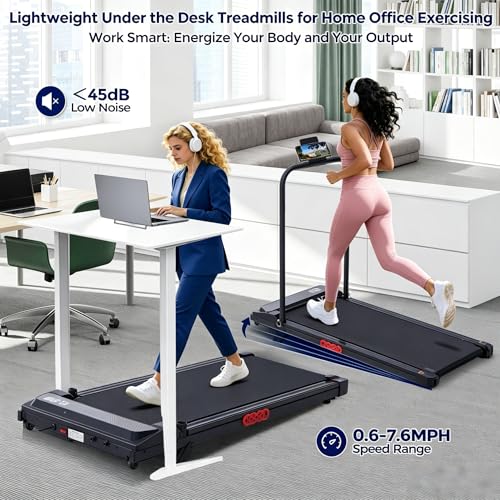 Portable Walking Pad Treadmill with Incline & Handle Bar - 350LBS Capacity