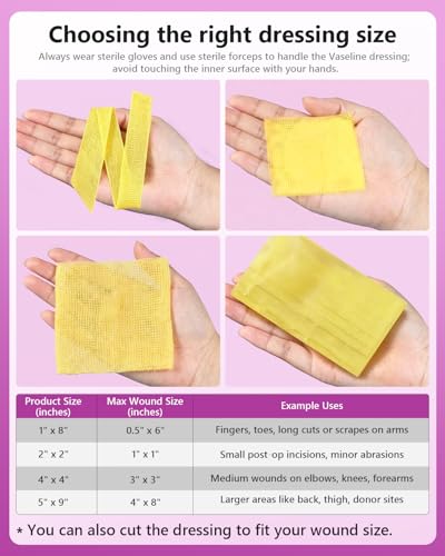Vynive Xeroform Petrolatum Wound Dressing 5x9 Inch Pack of 25, Non-Adherent Gauze for Large Wounds