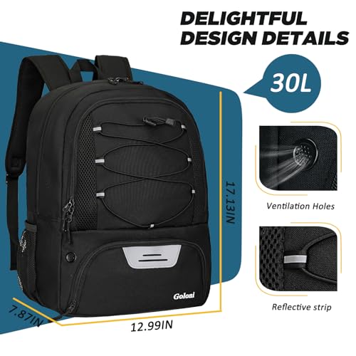 Goloni black soccer and basketball bag with ball & shoe compartments 30L backpack