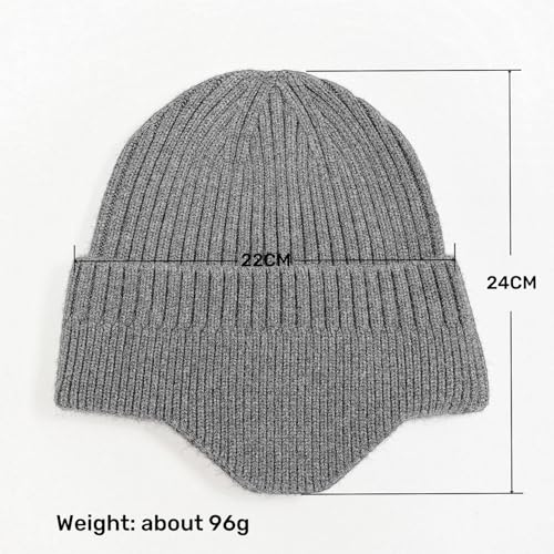 LLmoway Royal Blue Knit Beanie with Earflaps - Warm Winter Hat for Men Women Youth