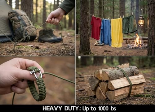 850lb Heavy Duty Paracord Rope - 100ft Genuine Nylon - Green