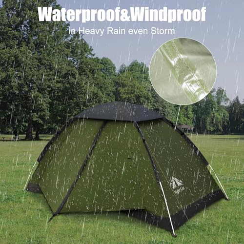 Night Cat Army Green Single Person Backpacking Tent 7x3.8ft Waterproof Lightweight