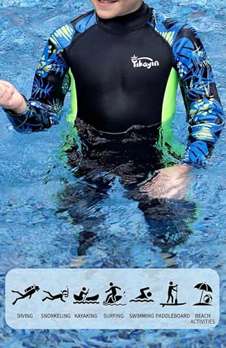 Kids Wetsuit 2.5mm Neoprene Full-Body Suit for Swimming & Surfing, Green, Size 10
