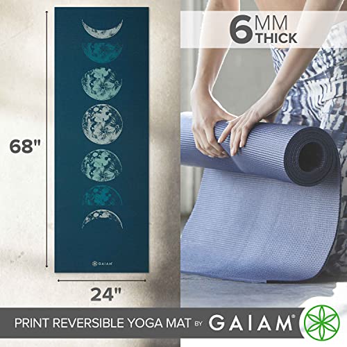 Premium 6mm Reversible Yoga Mat - Lunar Wave Design