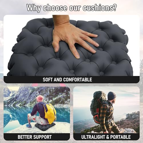 Inflatable Seat Cushion - Lightweight Anti-Slip Travel Pad - Black