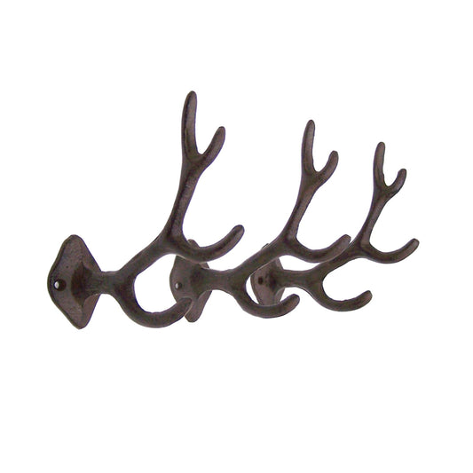 Wowser Antler Wall Hooks, Set of 3, Wall Mounted Decoration, Rustic Decor, 5.5 Inches (Brown)