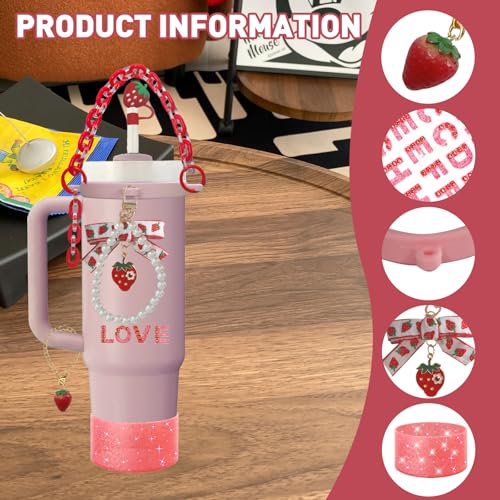 Strawberry Tumbler Accessory Set for 30oz & 40oz Cups - Strawberry