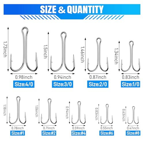 Double Fishing Hooks - 35pcs 3X Strong Sharp Open Shank #4