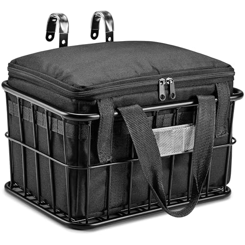 CDYWD Front Bike Basket with Removable Liner Bag, Heavy-Duty Front Cargo Basket