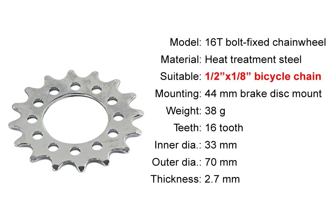 L-faster 16T Fixed Gear for Bicycle Disc Brake Mount Bolts-Fixed Chain Wheel 6 Screw Disc Hub Convert to Fix Gear Single Speed Fixed Cog