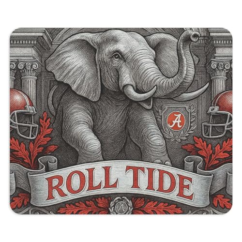 Crimson Football Fan Mouse Pad - Vintage Alabama Elephant Mascot