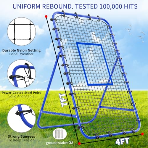 7x4 FT Volleyball Rebounder Net - Blue Training Equipment