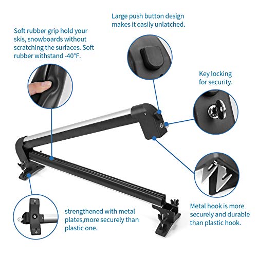 Universal Ski & Snowboard Roof Rack - Holds 6 Skis or 4 Boards