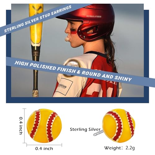 SmileBelle Sterling Silver Softball Sports Earrings for Women – Soccer Volleyball Gifts