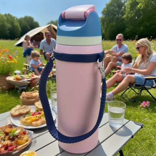 Silicone Water Bottle Carrier Strap - Black, Fits 8-40oz Tumblers